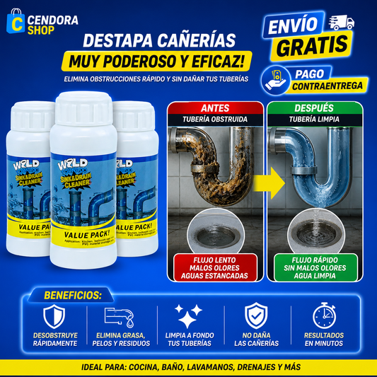 3x1! Super promo🫵 DESTAPADOR DE CAÑERIAS Wild Tornado - Destapa TODO