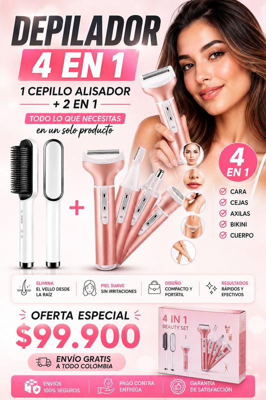 Combo Depiladora 4 en 1 + Alisador 2 en 1