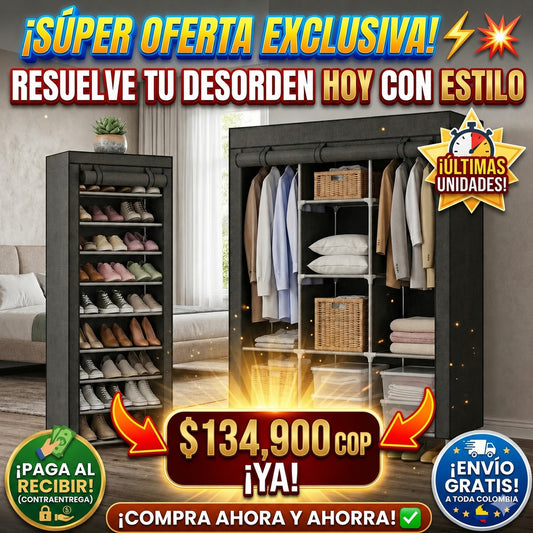 🏠MEGA COMBO: Closet Armable 3 Divisiones + Zapatero